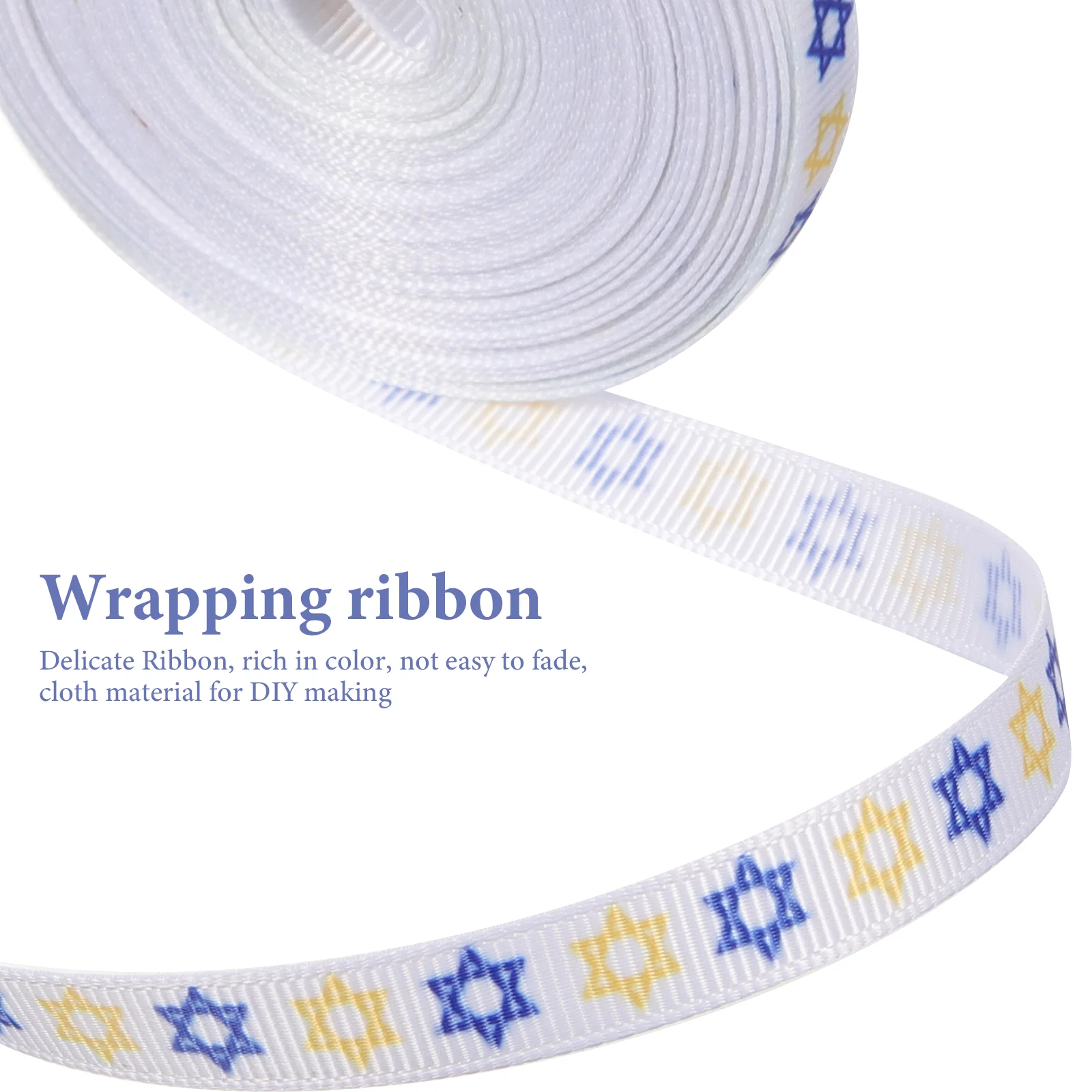 Hanukkah Ribbon Jewish Decoration DIY Gift Packaging for Wrapping Multi-function Ribbons Wreath Bow Fabric Hair Clamp Elegant