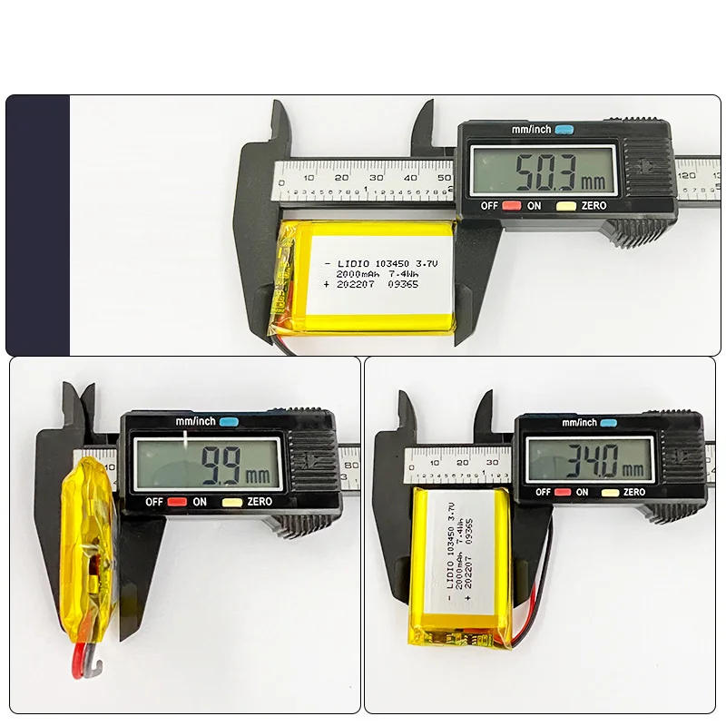 103450 3,7V 2000mAh Lithium-Polymer-Akku, wiederaufladbar, JST PH2.0mm 2-Pin-Stecker, Ersatz für Kamera, GPS, MP3, Bluetooth-Headset