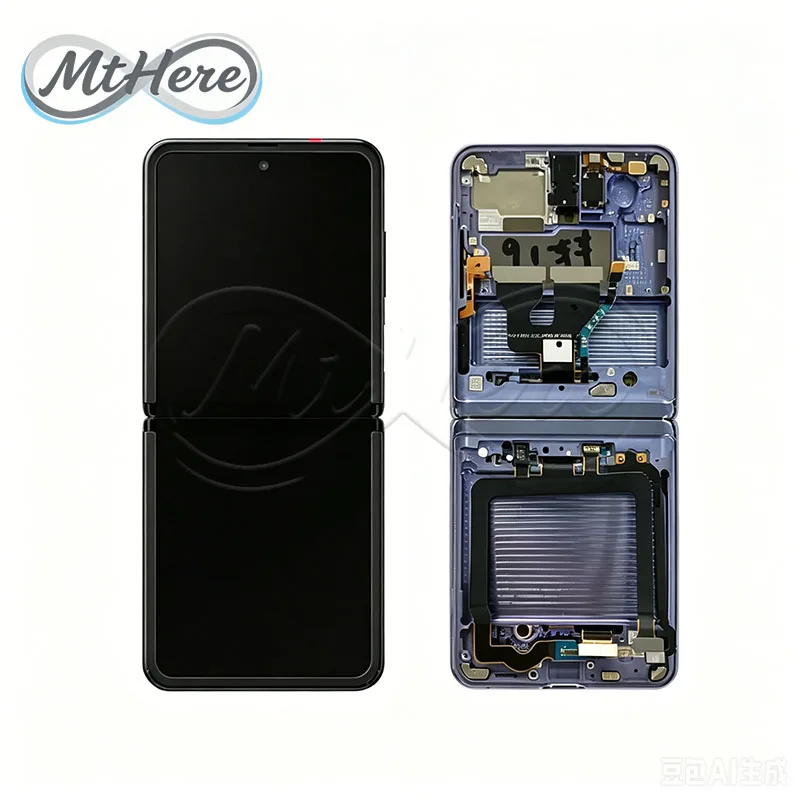 Оригинальный AMOLED-дисплей для Samsung Galaxy Z Flip 1 SM-F700 4G с рамкой, сенсорный экран, полный комплект для замены