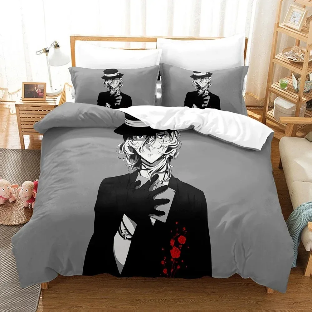 Anime Bungo Stray Dogs Bedding Set Boys Girls Twin Queen Size Duvet Cover Pillowcase Bed Kids Adult Fashion Home Textile