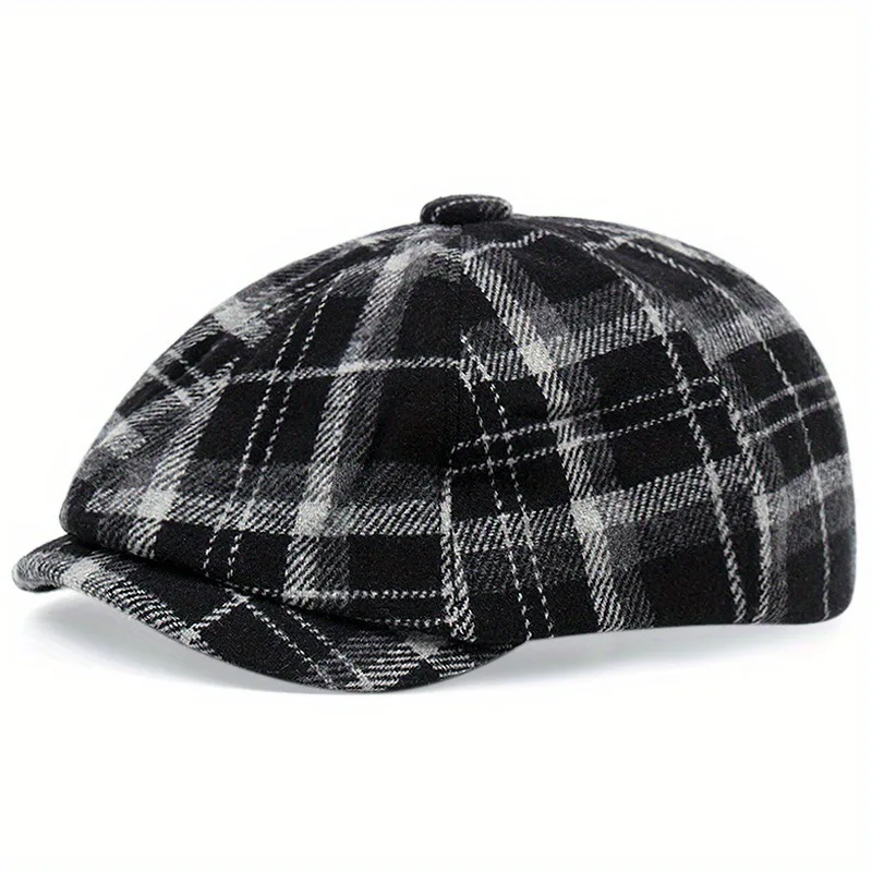 Adults Retro Tweed Dad Hat Plaid Newsboy Caps Men Octagonal Hats British Painters Hats Herringbone Flat Hip Hop Berets gorras 3