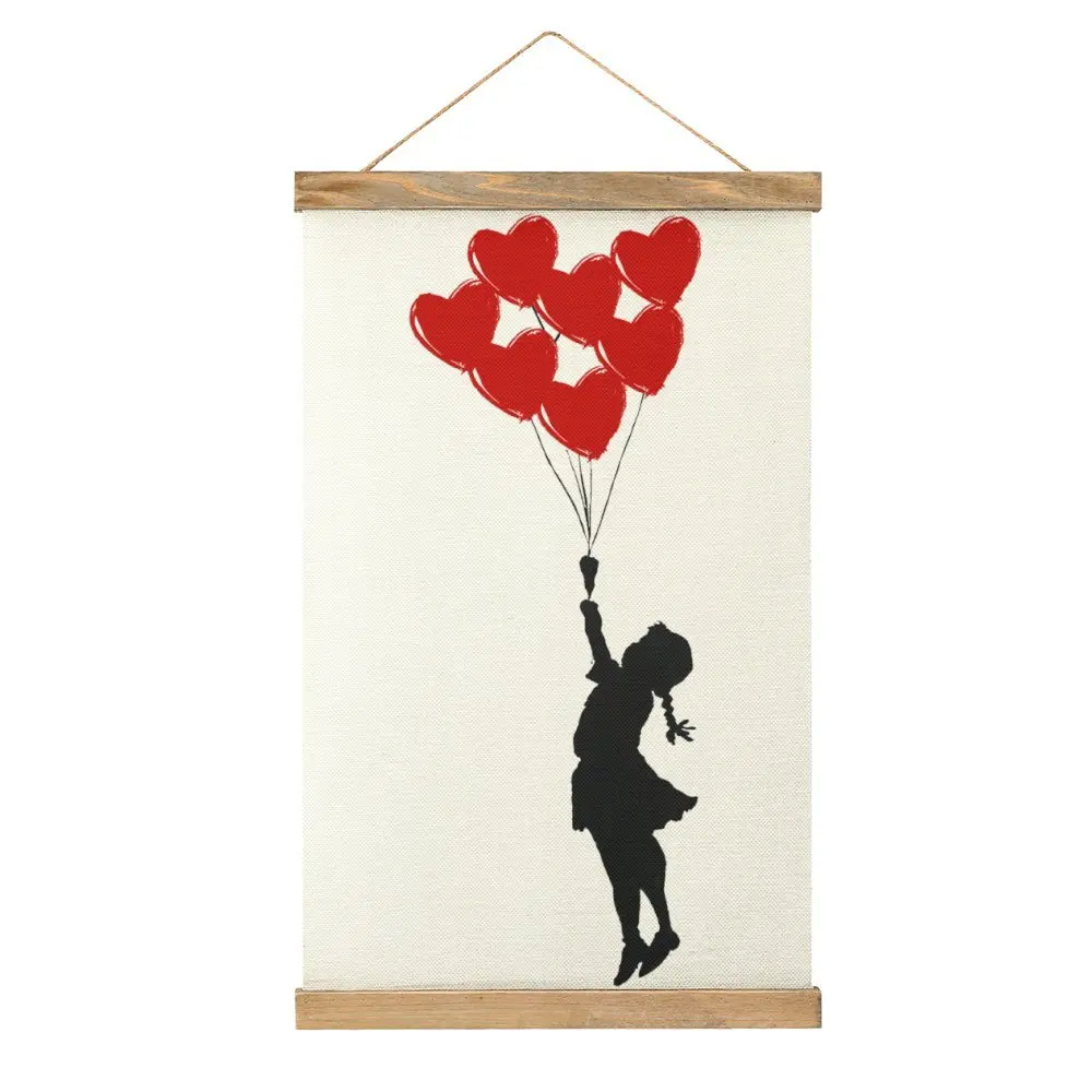 Novelty Girl With Heart Balloons For Sale Canvas Hanging Picture Craft Decoration Funny Geek Living Room   Mural Style Hang Pict