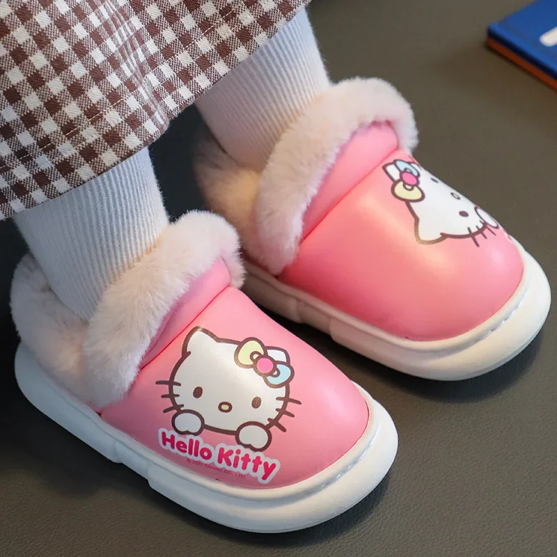 

Hello Kittys Sanrios Child Cotton Slippers Include Heel Winter Anime Cute Girl Cotton Shoes Keep Warm Home Shoes Furry Shoes