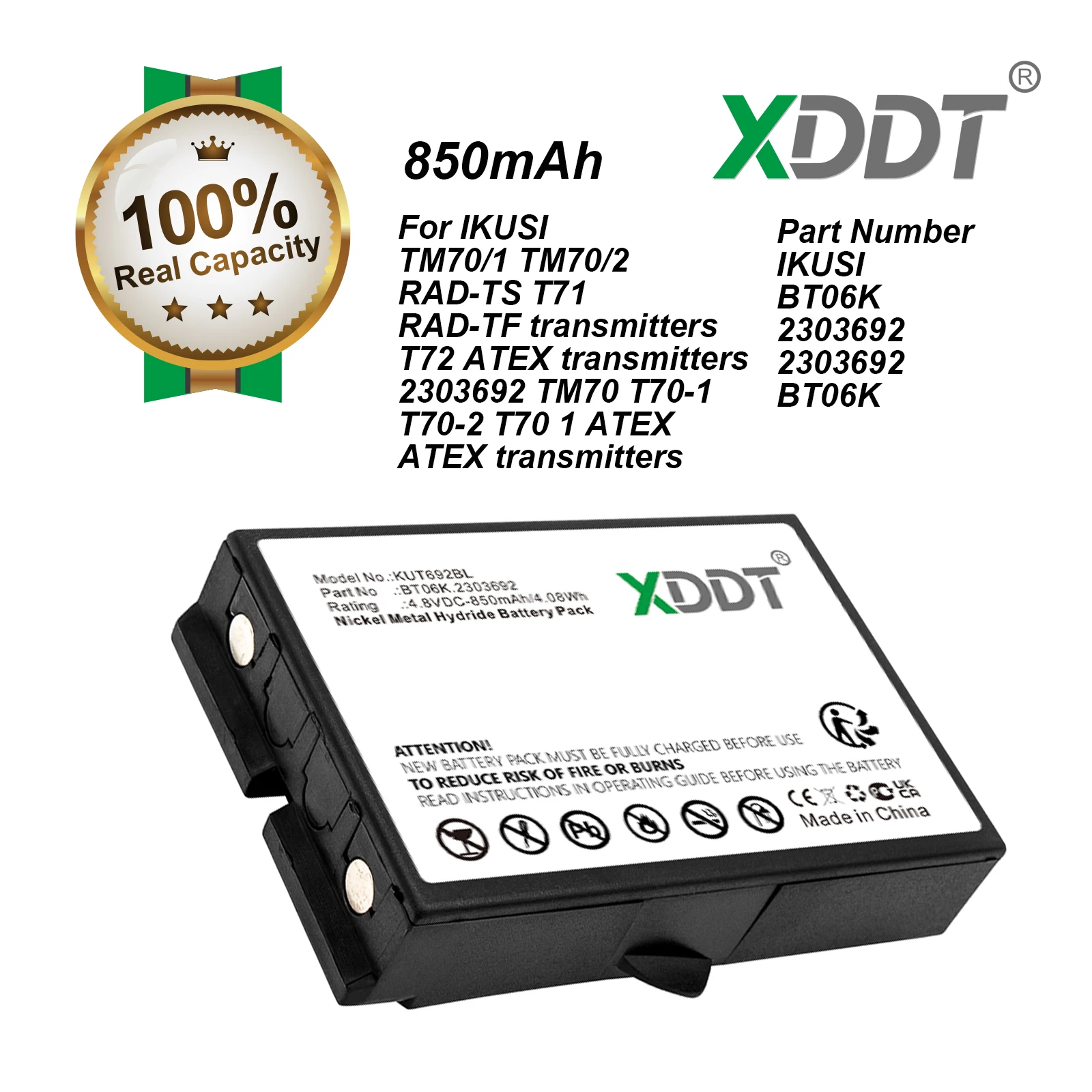 850mAh Battery For IKUSI 2303692 BT06K RAD-TST70 TM70/1 TM70/2 RAD-TS RAD-TF T71 T72 ATEX Transmitters BT06K 2303692 2303692