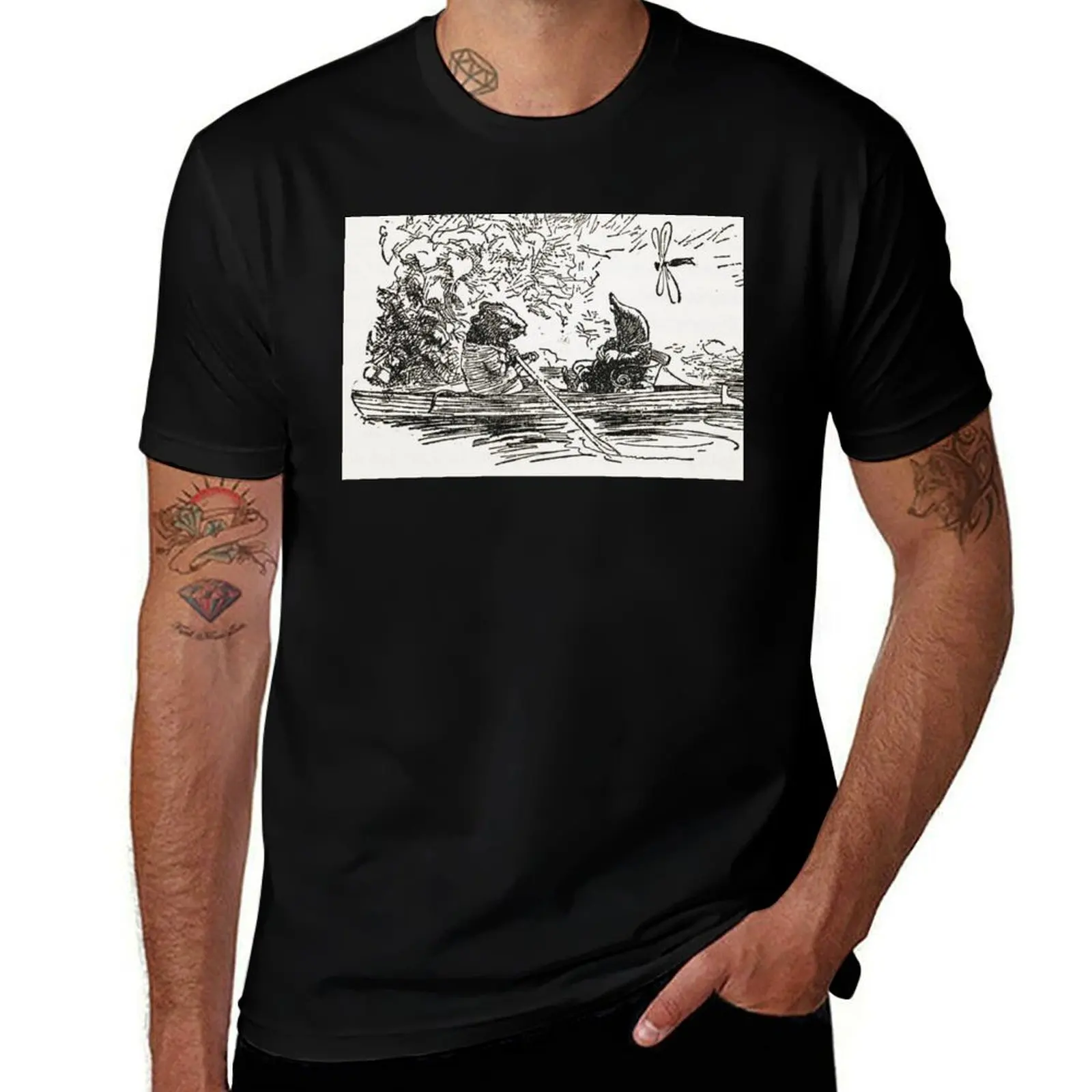 Ratty and Mole boating Wind in the Willows illustration - Arthur Rackham T-Shirt customizeds oversized t shirts for men