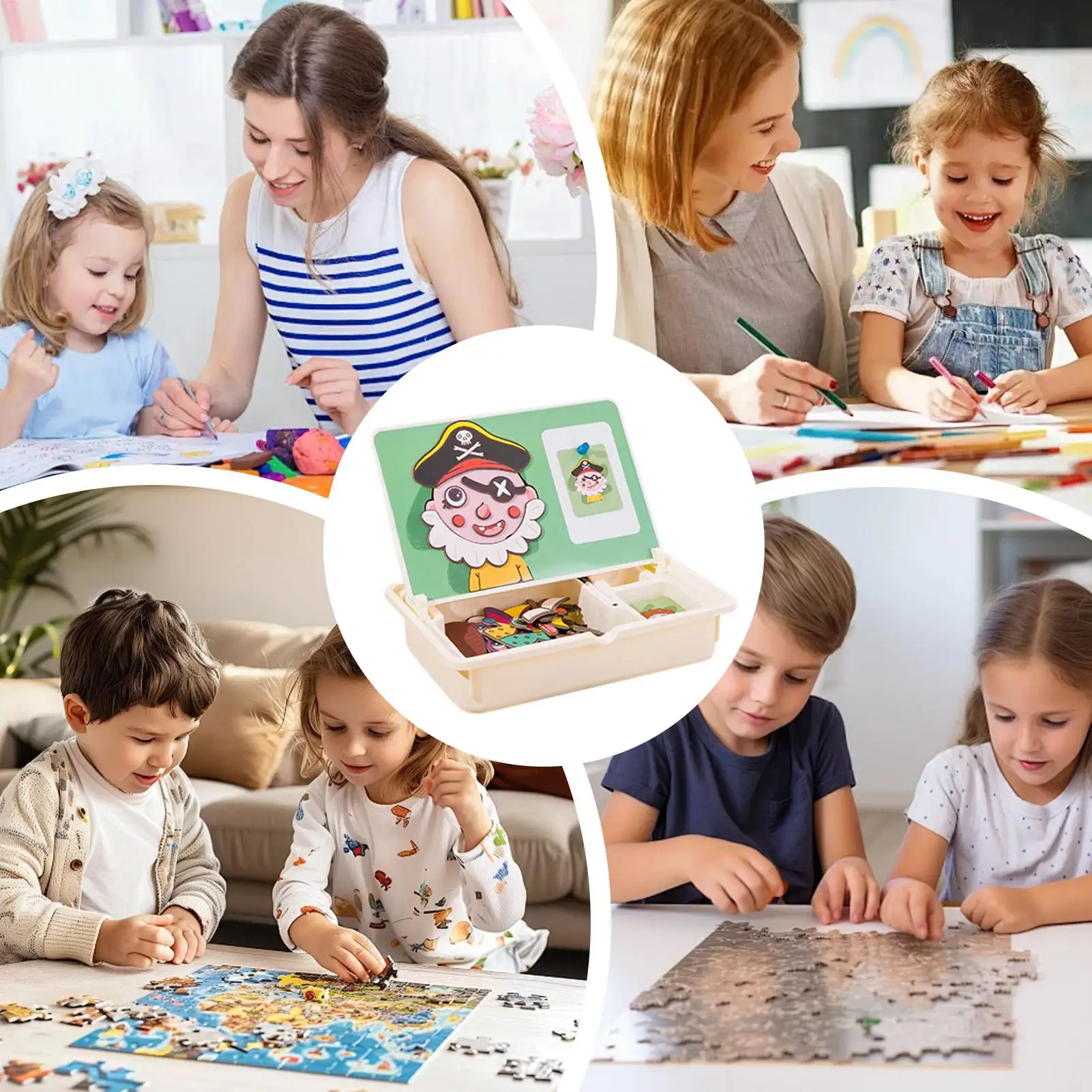 Caixa de quebra-cabeça magnética pré-escolar criança jogo de quebra-cabeça magnético jogos de viagem da criança com maleta de transporte para crianças pré-escolares