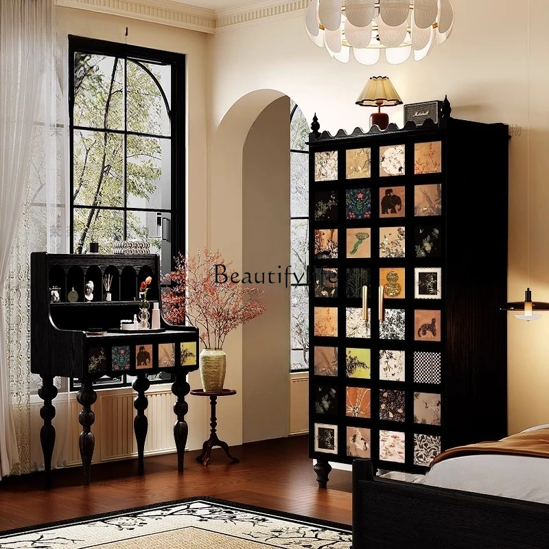 -*Chinese style wardrobe French retro decoration solid wood storage drawer restaurant storage side cabinet