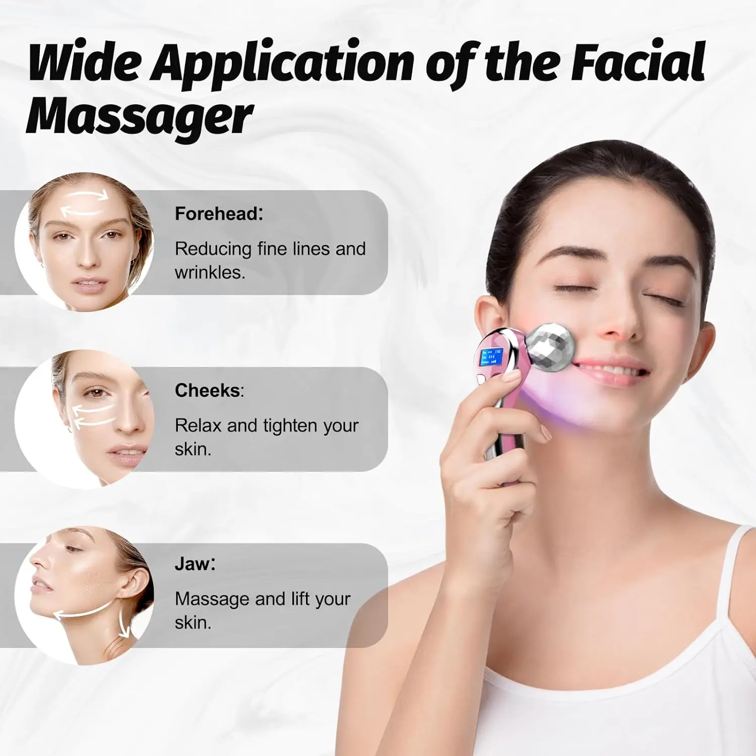 4D elektrische Face Lift Roller met vibratie, microstroom gezichtsapparaat, oplaadbare huidverzorging gezichtsmassager voor anti-veroudering