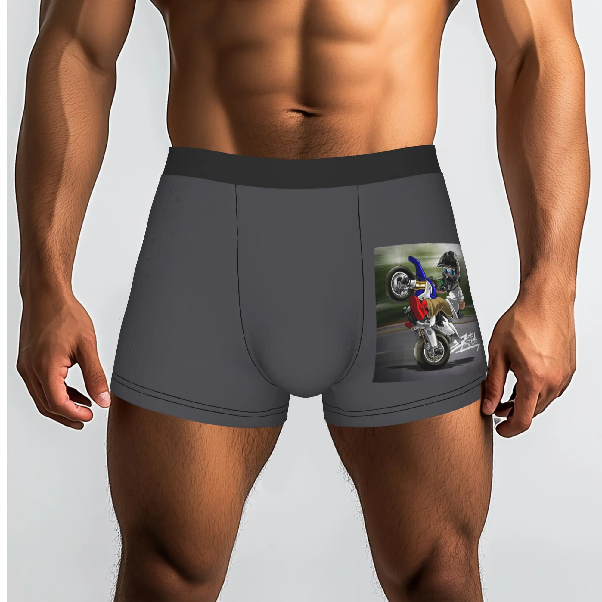 Custom Motorcycle Extreme Sports Cartoon Pattern Boxers Shorts Mens Mobile Bike Briefs Underwear Funny Underpants