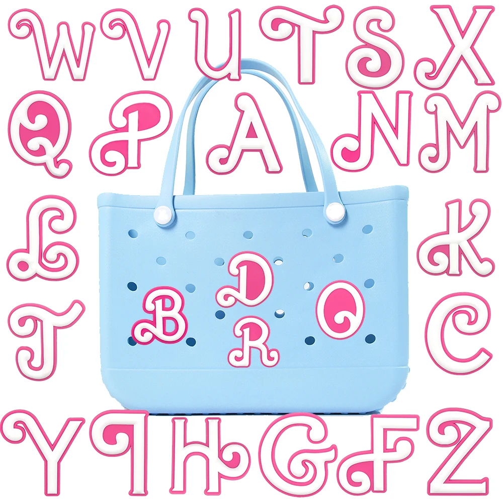 1개 핑크 알파벳 여성용 토트백 참 장식 A-Z 글자 핸드백 액세서리 여성용 야외 비치 토트백 장식