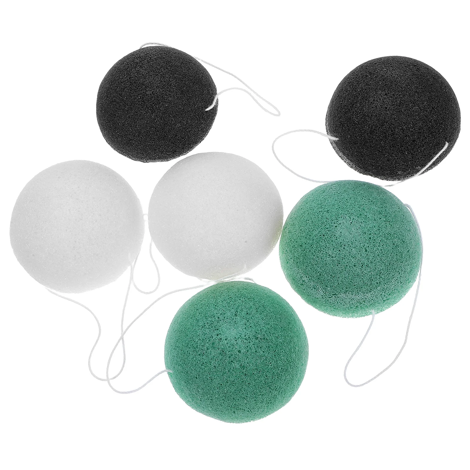 

6pcs Natural Konjac Face Washing Puff Facial Sponge Gentle Exfoliating Cleansing Sensitive Skin Eco Biodegradable Black Green