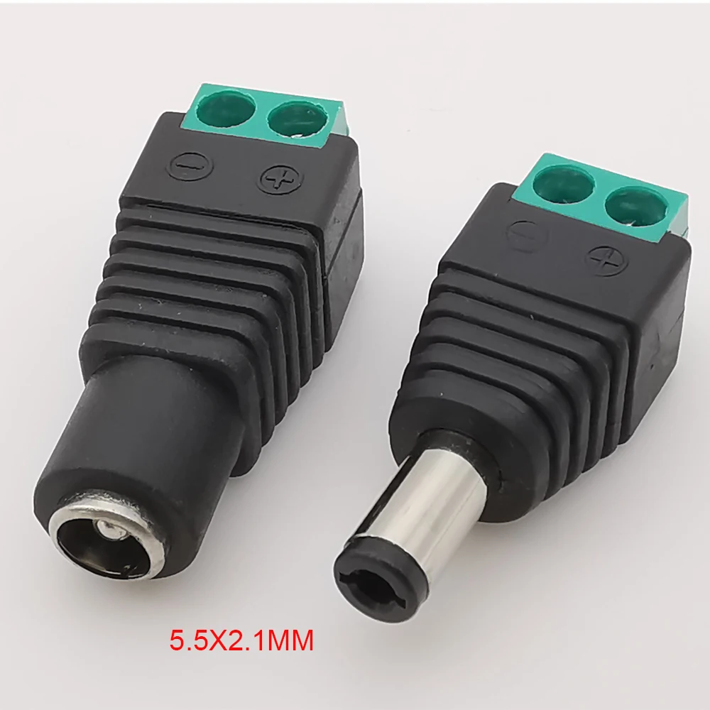 10 قطعة 12 فولت تيار مستمر ذكر موصل سالب 5.5x2.1 مللي متر 5.5*2.5 مللي متر 3.5x1.35 مللي متر برميل موصل ل CCTV كاميرا الأمن Led قطاع #3
