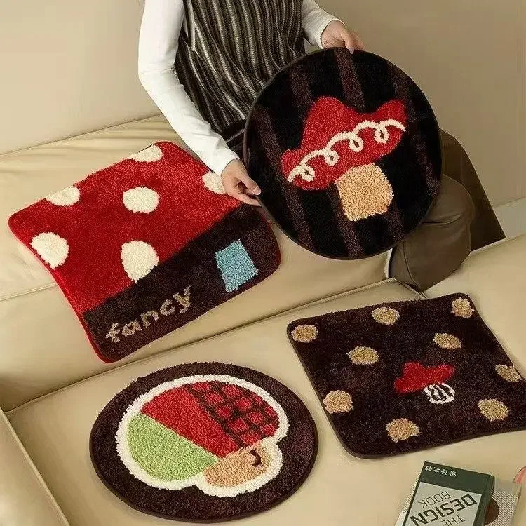 Cute Cartoon Flocking Chair Pad Office  Cushion Winter Warm Teacher's Desk Stool Plush Bottom Cover Home Decorative Pillow