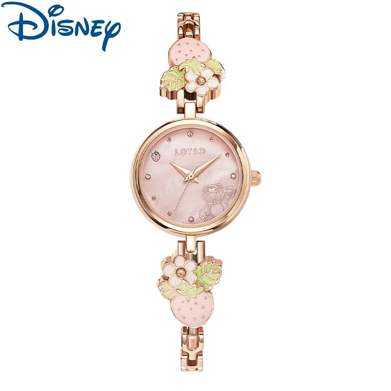 Disney For Women Watch Pearl Shell Dial Lotso Toy Story Cartoon New Wristwatch Lady Girl Strawberry Bracelet Reloj Damas De Lujo
