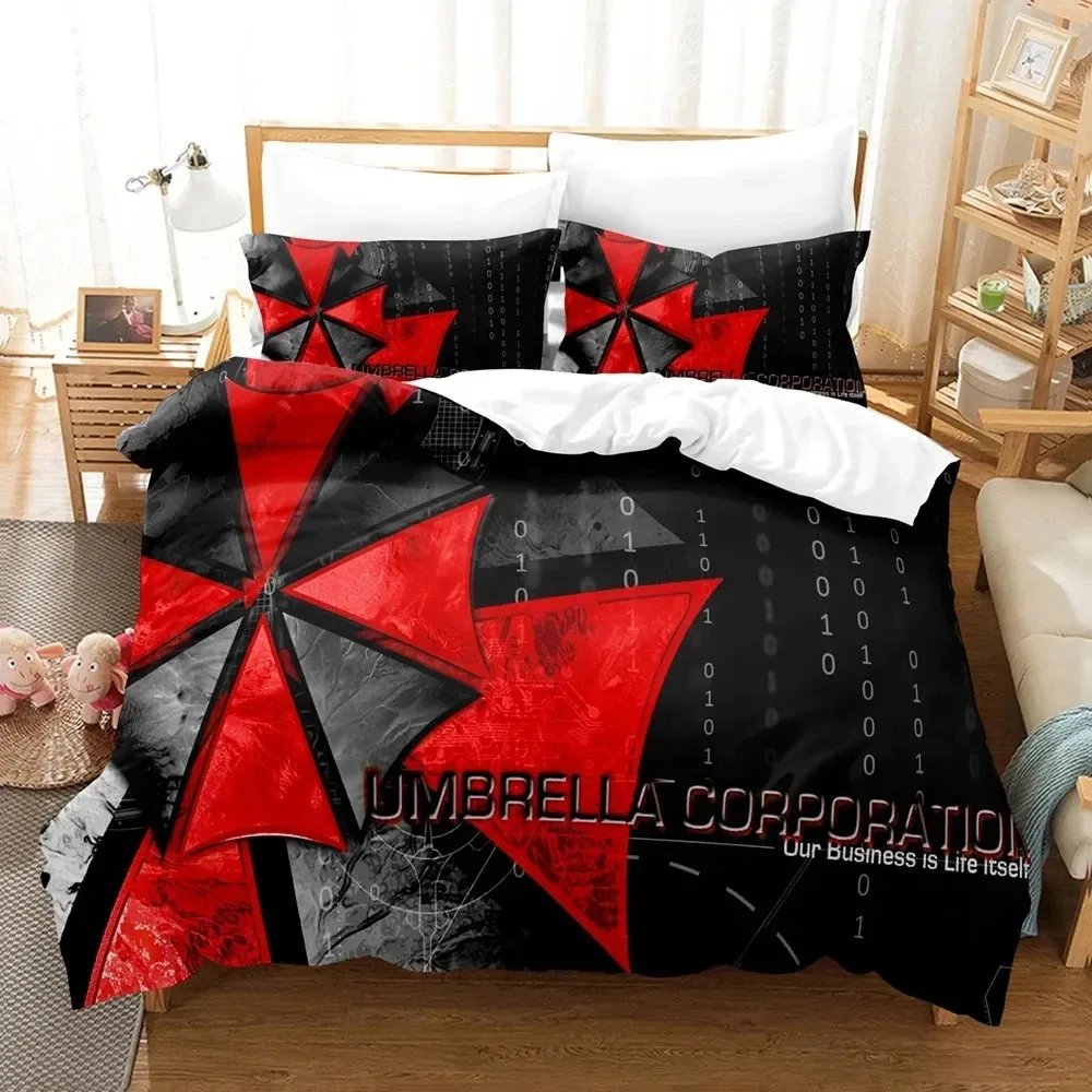 Game R-RESIDENT Corporation Red Umbrella EVIL Bedding Set Boys Girls Twin Queen King Size Duvet Cover Pillowcase Bed boys Adult