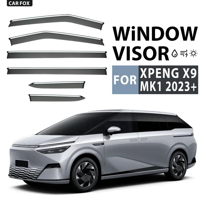 

For XPENG X9 2023+ Car Window Visor Awning Shelters Windshield Side Window Rain Sun Shade Auto Accessories Body Kit