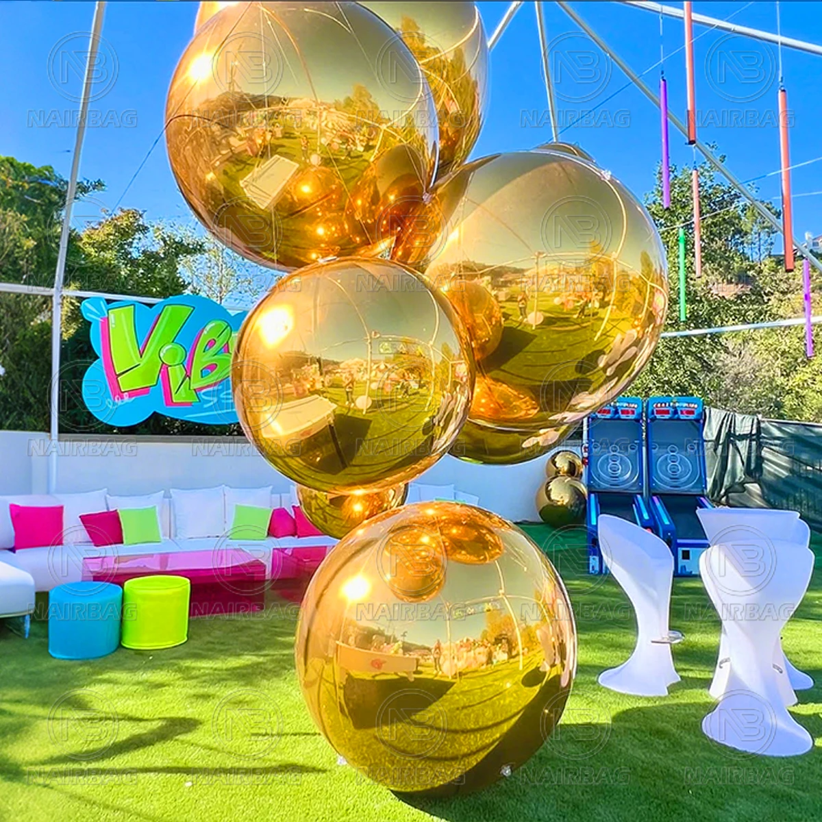 

Inflatable Mirror Balls Sphere PVC Large Reflective Mirror Balloon Big Shiny Ball for Disco Christmas Wedding Party Events Decor