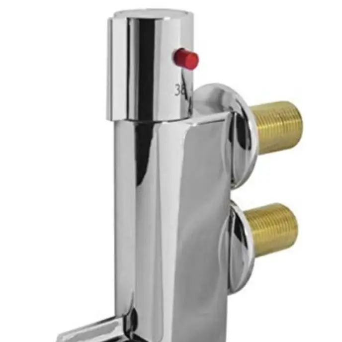 Small Vertical Thermostatic Shower Faucet Tap Silver Brass 1/2 Inch For Caravan Bathroom Home Improvement
