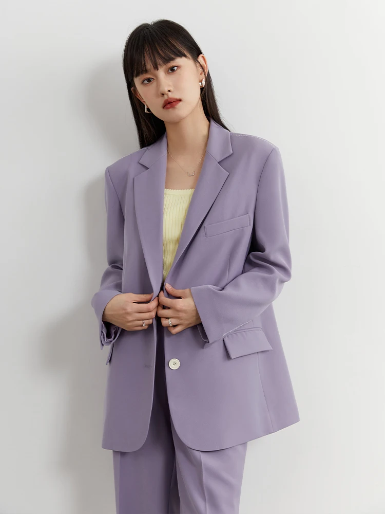 Imagem -03 - Dushu Conjuntos de Blazer Feminino Estilo Viajante Gola Flip Terno Jaqueta para as Mulheres Outono Novo Estilo Solto Senhora do Escritório Blazer Calças