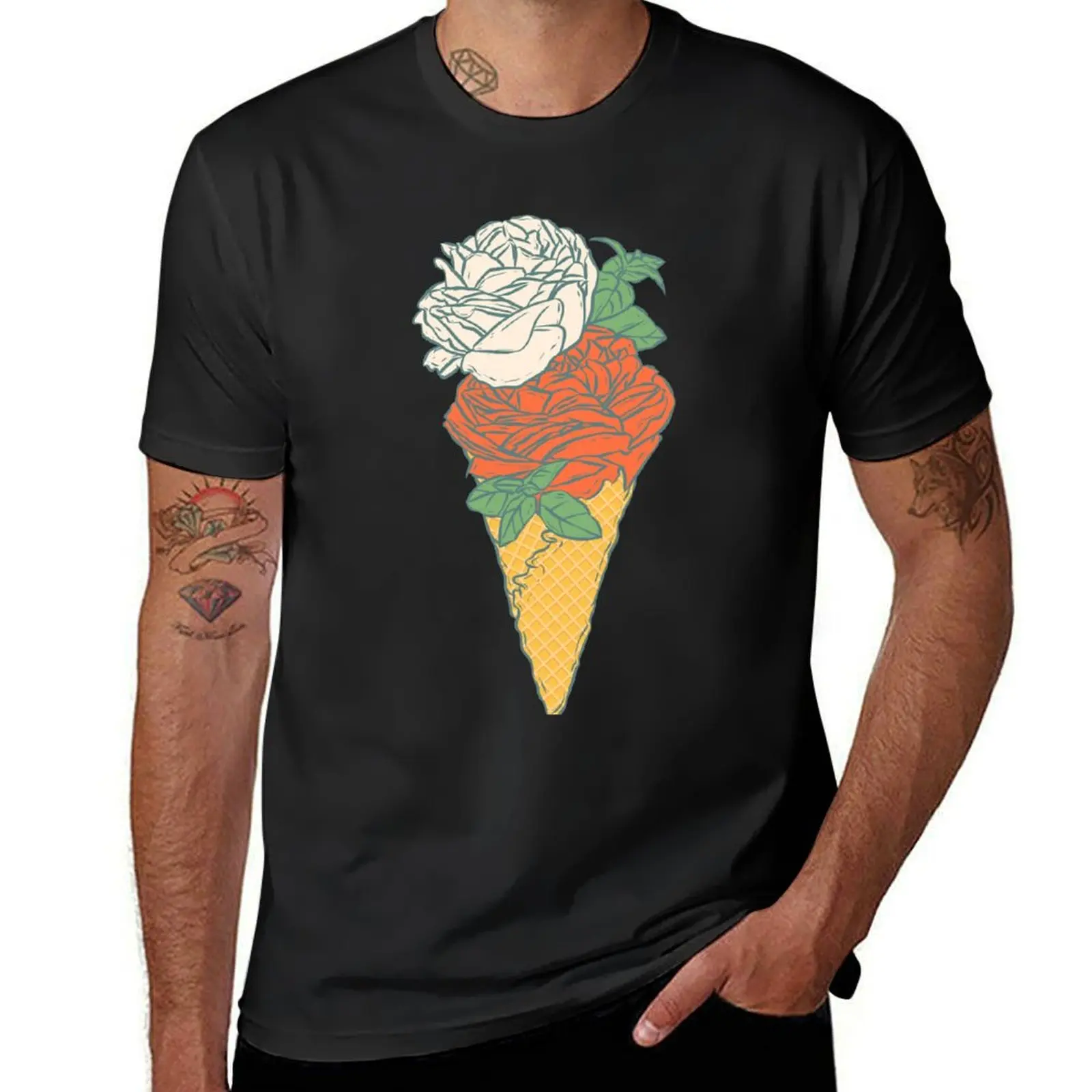 

Rose ice cream T-Shirt oversize t-shirts man plain graphic t shirt vintage Anime t-shirt t shirt for men
