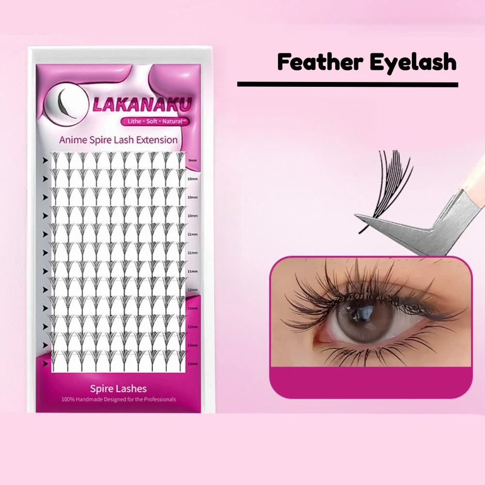 

Feather Shape Eyelashes Natural Manga Spire Anime Effect Soft Plume Eyelash Extensions Lightweight Fluffy Volume Lashes
