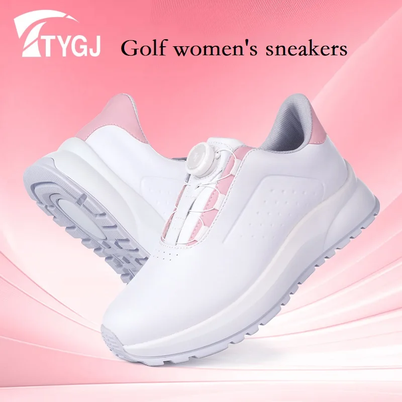 Ttygj Thick Sole Women Golf Sneakers Waterproof Athletic Training Shoes Non-slip Outdoor Grass Turf Footwear Knob Buckle