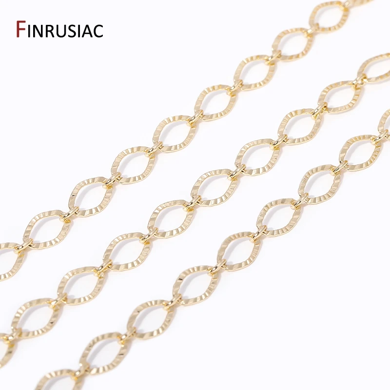 14K vergoldete ovale strukturierte Messingketten für Handarbeiten, DIY-Schmuckspulenketten, Halskette, Armbandherstellung, Zubehör – Detail 19