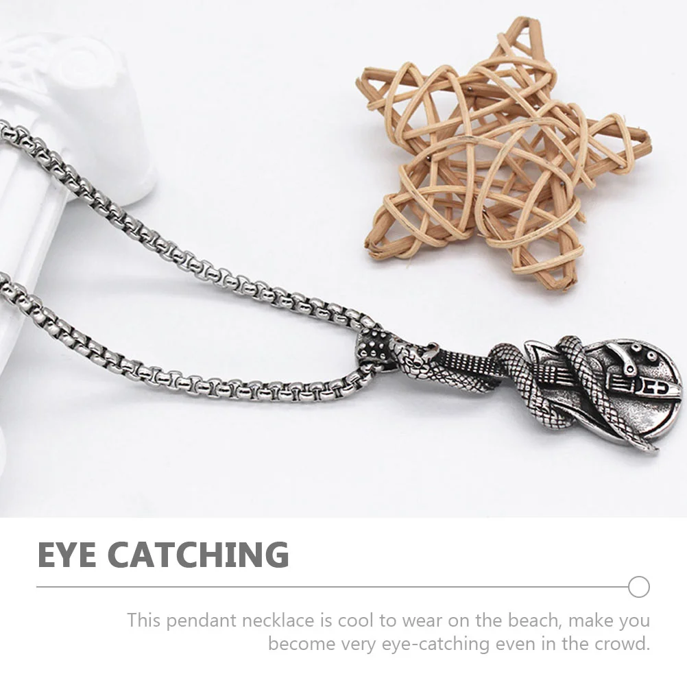 Guitar Pendant Stainless Steel Men Party Surfing Everyday Wear Skin Friendly Light Weight Proper Length Easy Unique