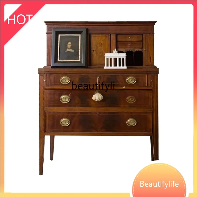 

a029 Medieval solid wood large-capacity dining side cabinet neoclassical simple rural locker furniture