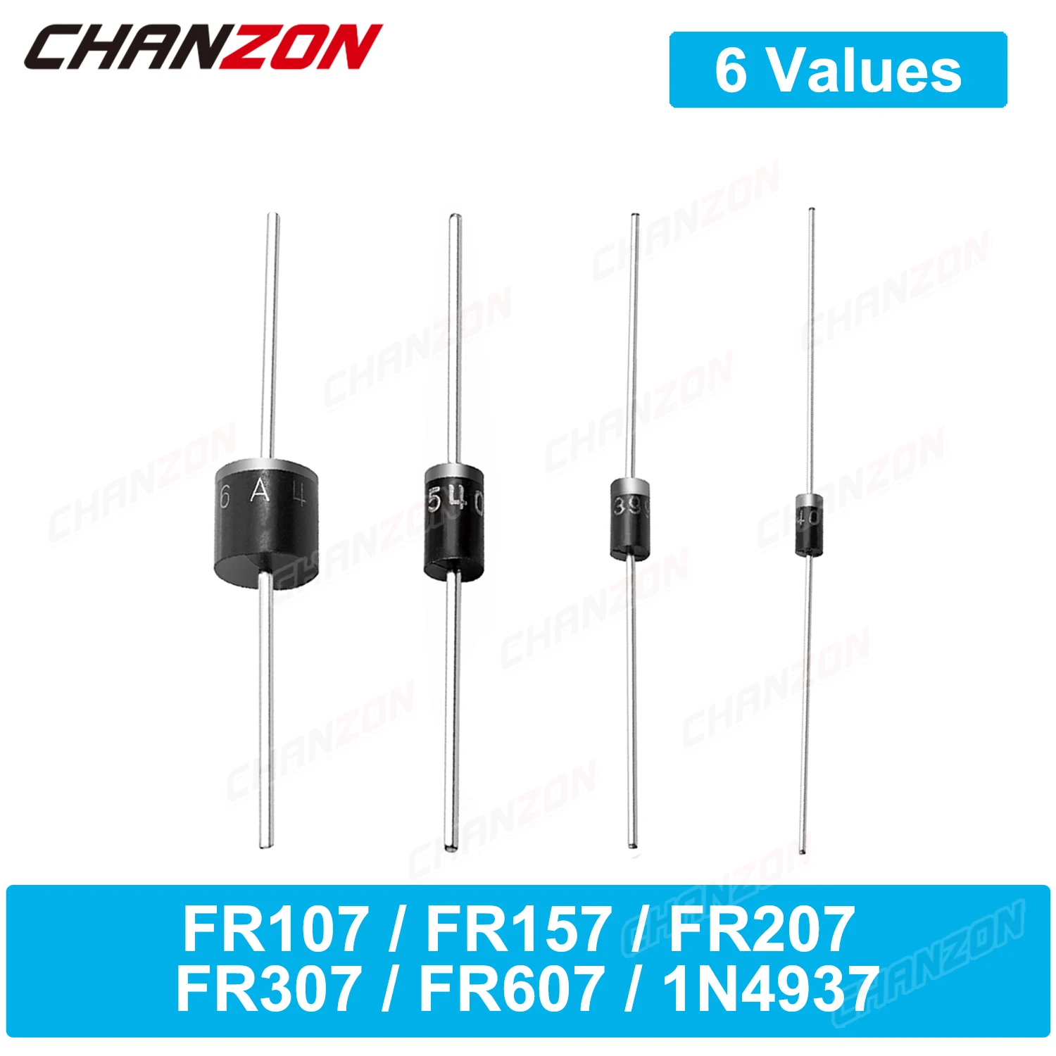 FR107 FR157 FR207 FR307 FR607 1N4937 Fast Recovery Diode Rectifier DO-41 DO-15 DO-201AD DO-27 R-6 1A 1.5A 2A 3A 6A 600V 1000V