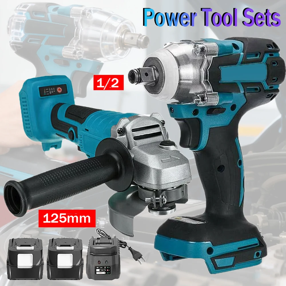 125mm Brushless Electric Wrench Speed M14 Electric Angle Grinder Power Tool Sets 18V Battery Devices Combo Kit Impact Wrench