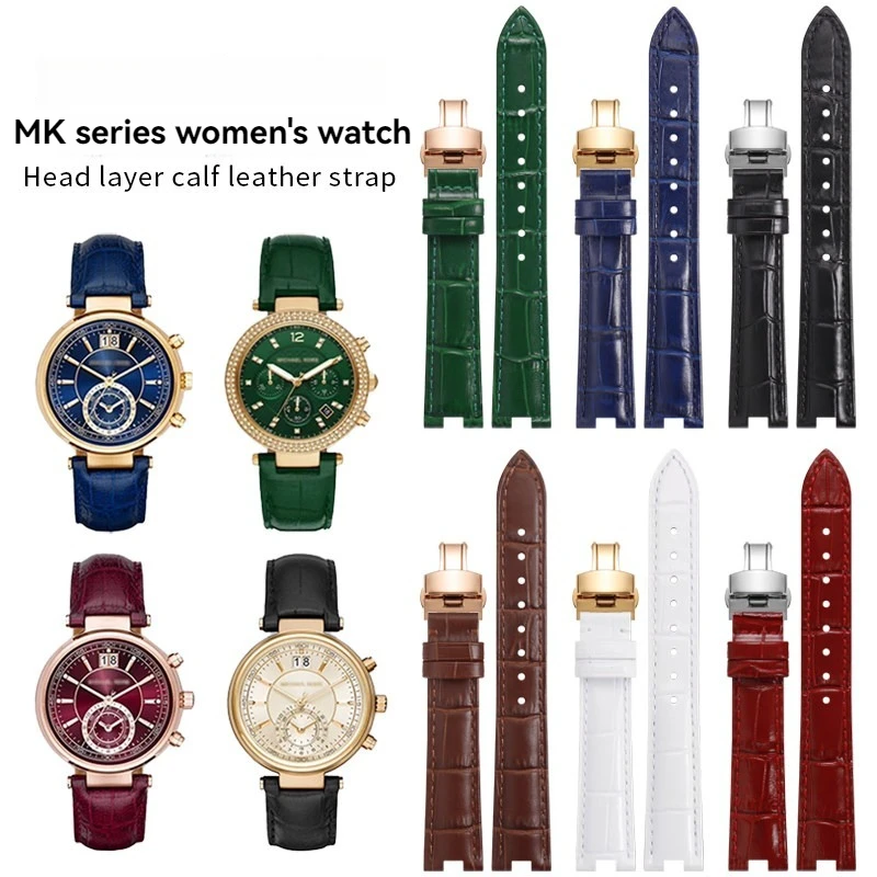 

Кожаный ремешок для часов 18x10 мм, 20x12 мм для MK Michael Kors MK2277 MK2425 MK5896 MK5354 5896 2277, ремешок для часов из телячьей кожи с вырезом