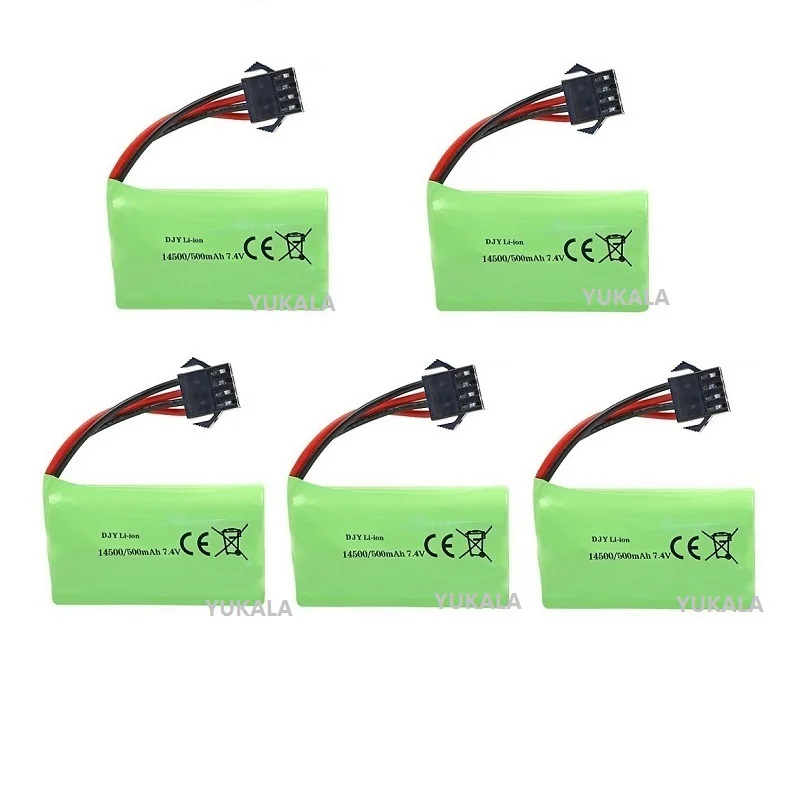 14500 7.4V 500mAh Li-ion Battery SM4P plug For EC16 remote control Toys Cars Spare parts R/C Car Model High-Rate  Battery