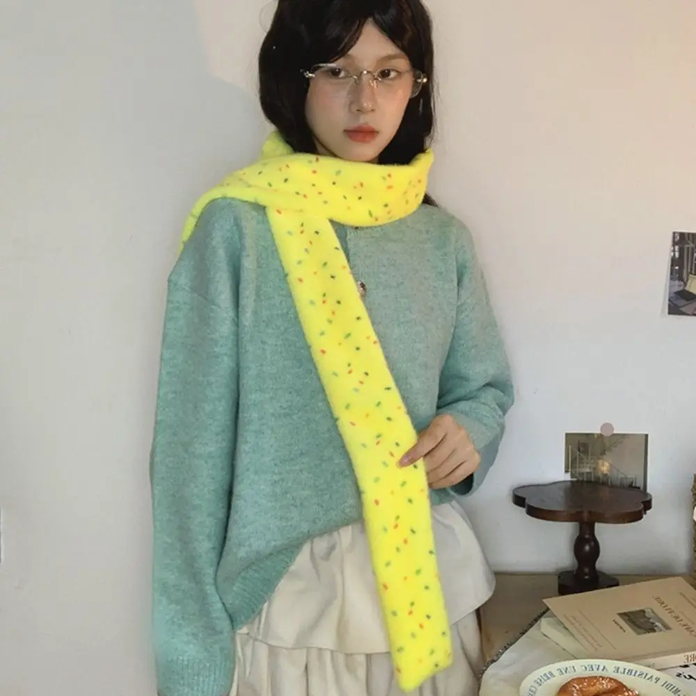الموضة الملونة الدوبامين نقطة وشاح ضيق الكورية نمط الكشمير وشاح محبوك يندبروف سميكة الشتاء الرقبة أدفأ طالب #4