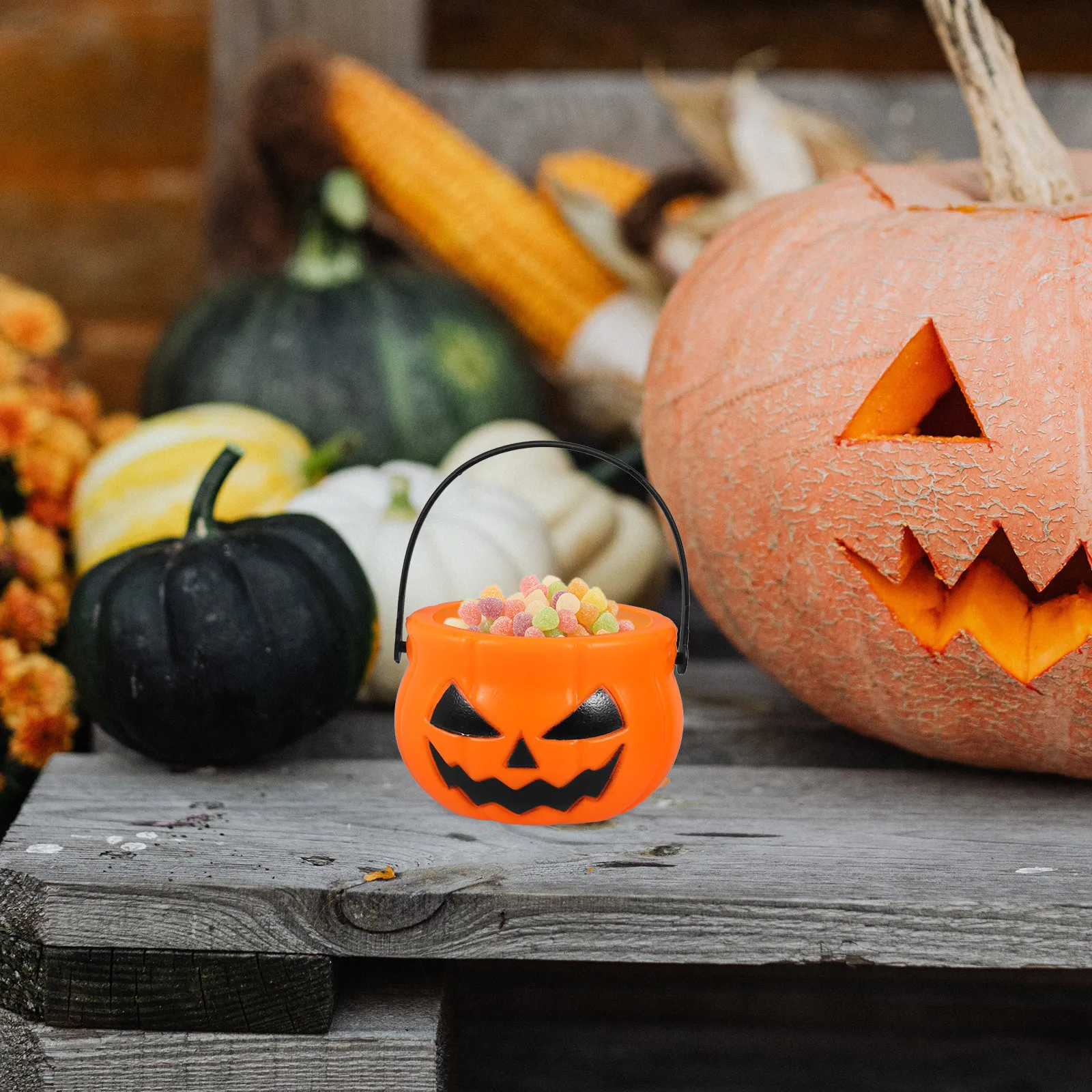 12 قطعة من دلو حلوى اليقطين للهالوين، حاوية تخزين هدايا محمولة لطيفة لحفلات الأطفال، ديكورات خدعة أو علاج #5