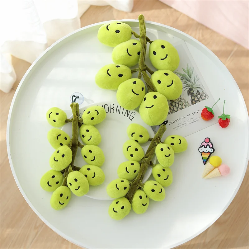 Realistic Smile Grapes Plush Toy Cute Vivid Stuffed Fruit Game Props For Children Decoration For Car/Room/Curtain Lovely Gift