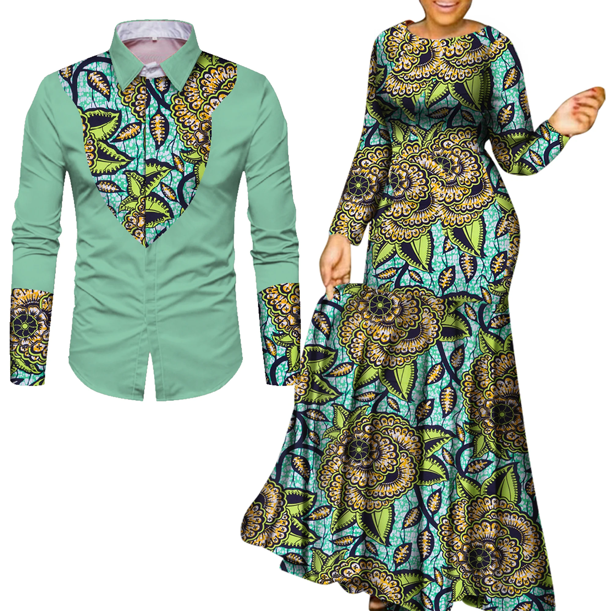 Afrikanische Kleidung für Paare, afrikanische Kleidung für Liebhaber, langes Party-Maxikleid für Männer und Frauen, WYQ