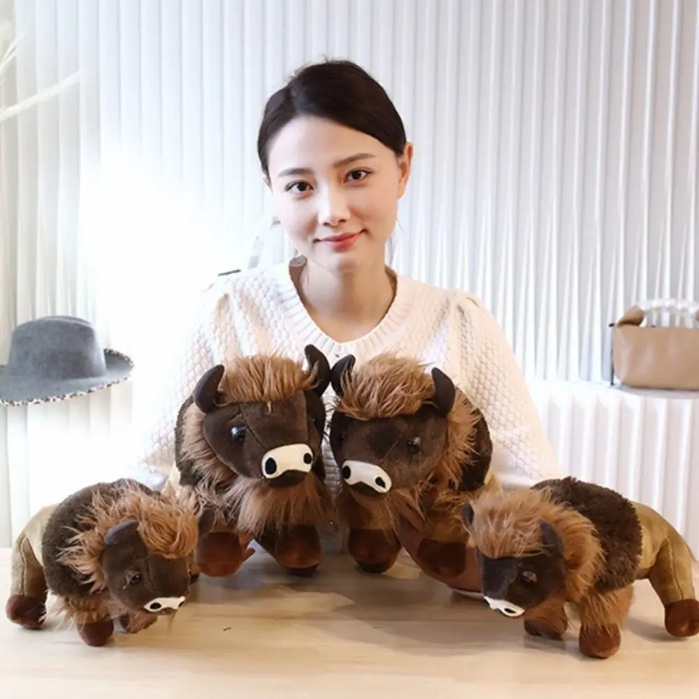 

Cute Long Mane Cattle Animal Plush Doll Stuffed Bull ReaListic Bull Plush Toys Fluffy Soft Ox Stuffed Dolls Sofa Ornament