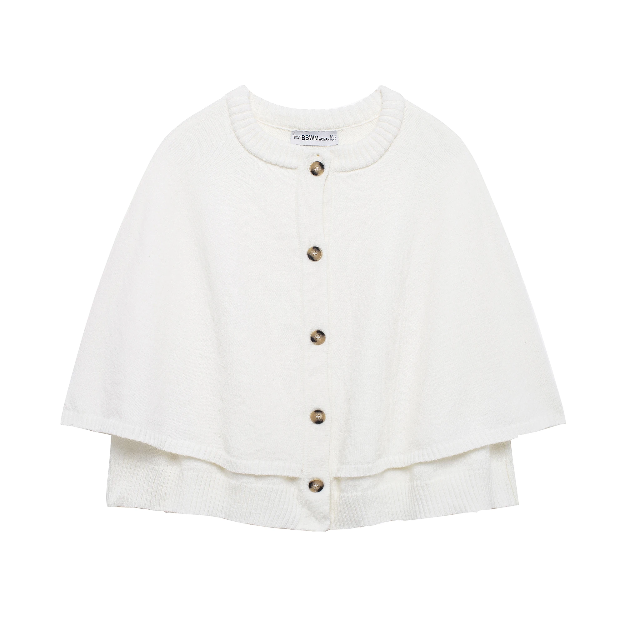 

HKAZ Women's Clothing Autumn New Products All-match Casual Fashion Cape Design Knitted Half-Sleeve Shawl Cardigan