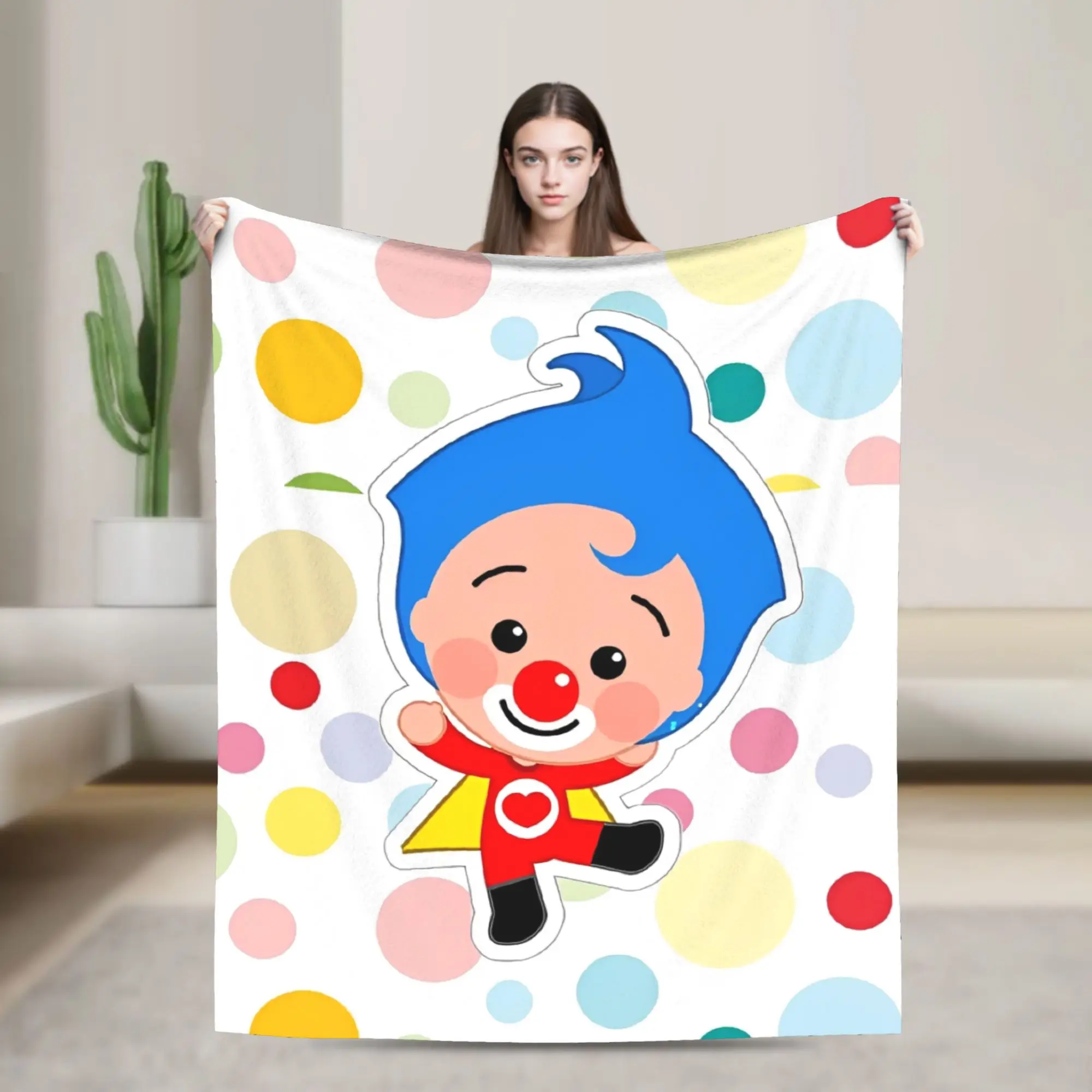 Cartoon Clown P-Plims Flannel Throw Blanket  Blankets for Sofa Office Warm Bedding Throws,