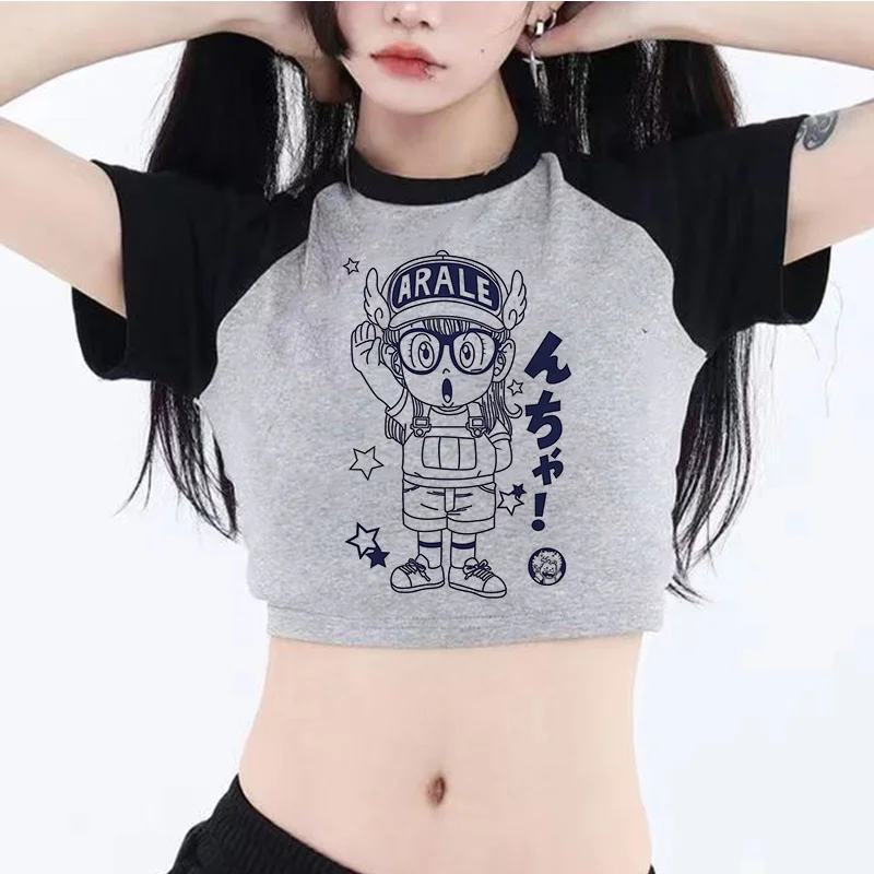 Arale streetwear hippie 2000s crop top Woman 2000s trashy manga cropped tee