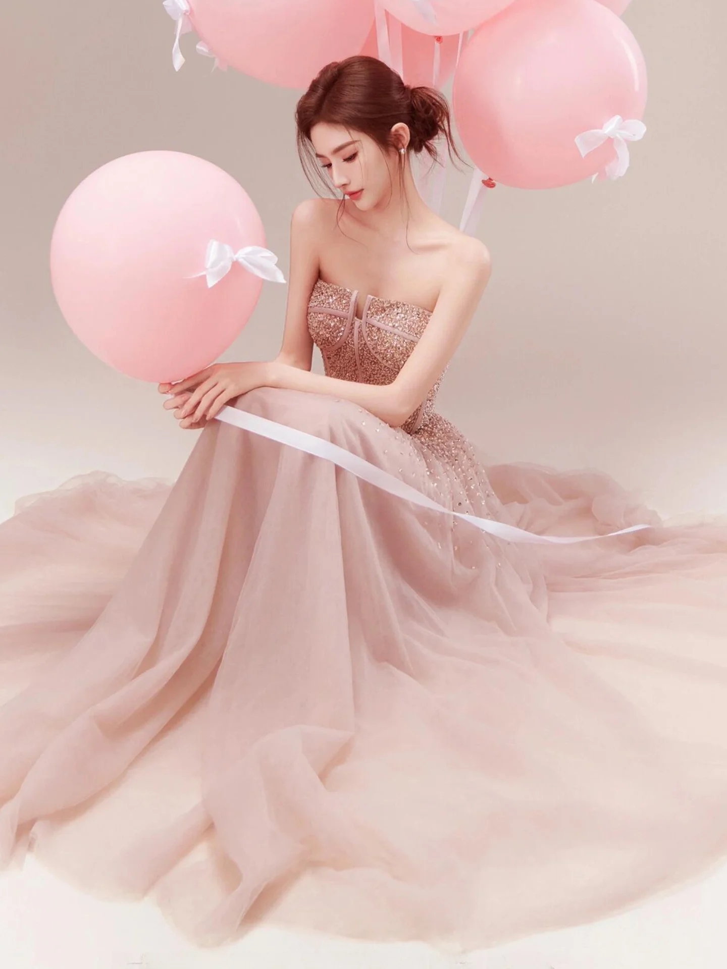 

Pink Engagement Dr Wedding Gown Host Evening Gown Slimming Strapl A-Line Skirt Korean Sle Mid-Waist Long Dr
