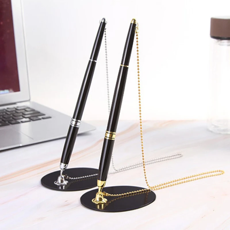 

1pc Portable Metal Signature Pen for Office Hotel Bank Office Sticky Desk Pens with Chain Fixed Bank Counter Pen