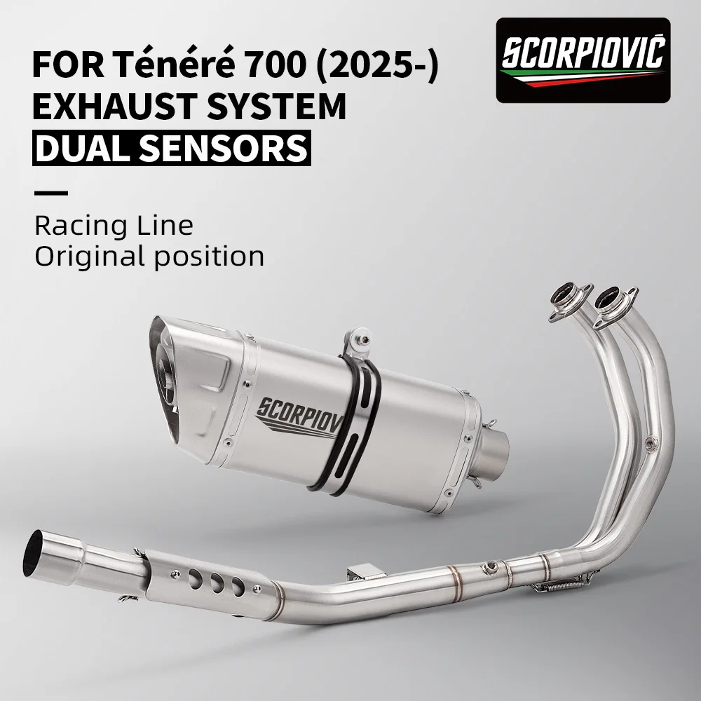 

Motorcycle Exhaust Complete exhaust system For Tenere 700 T7 T700 XTZ 690 700 Front Middle Link Pipe With 2 oxygen sensors