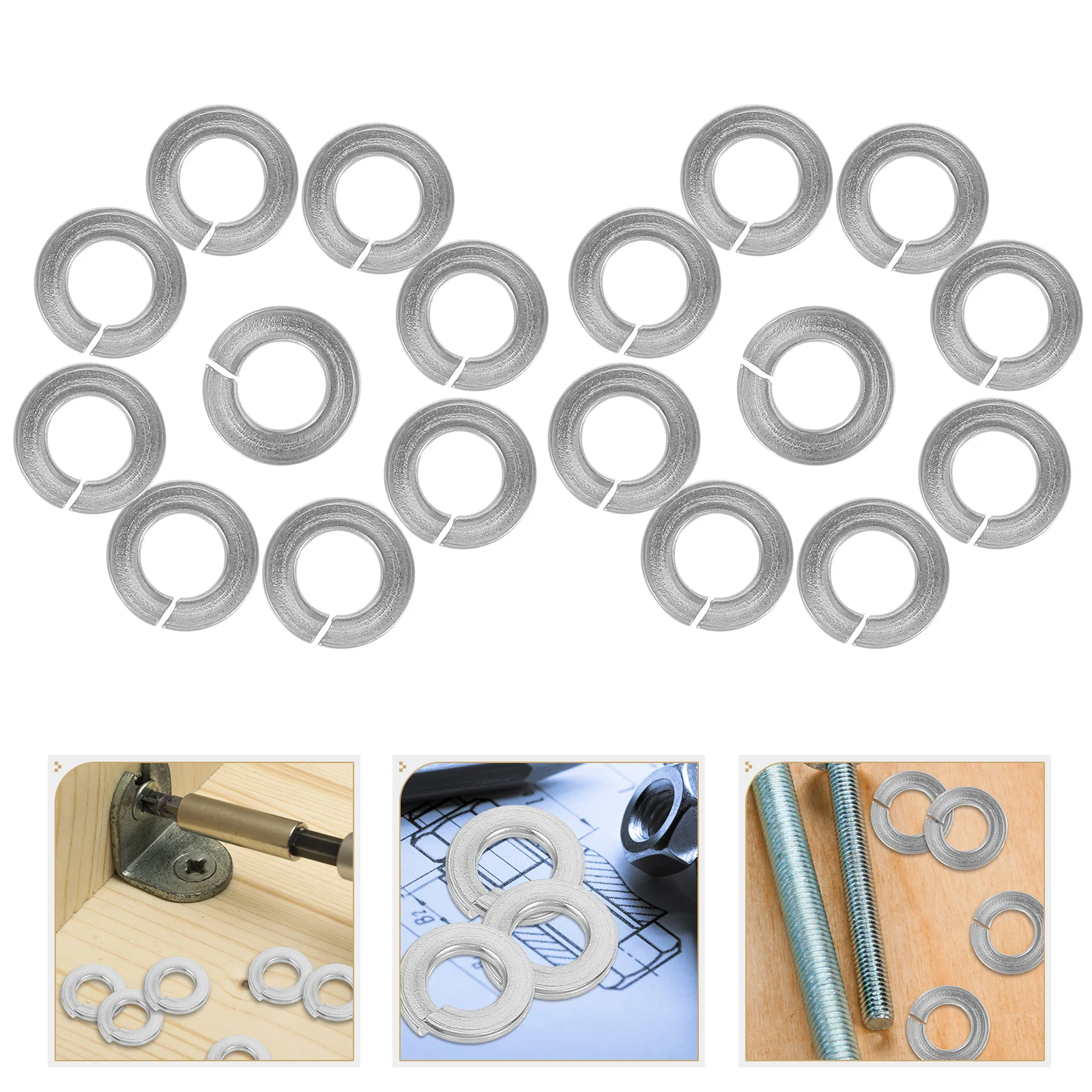 

100pcs Stainless Steel Spring Split Lock Washers For General Repair High Strength Metal Washer Set Large Spring Lock