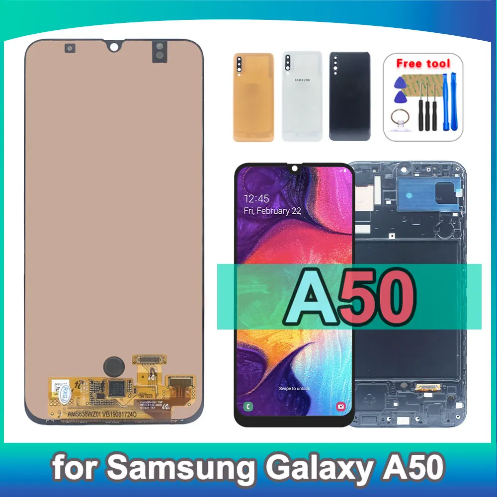 Nueva Pantalla LCD para Samsung Galaxy A50, Reemplazo de Digitalizador de Pantalla Táctil con Marco para Samsung Galaxy A50