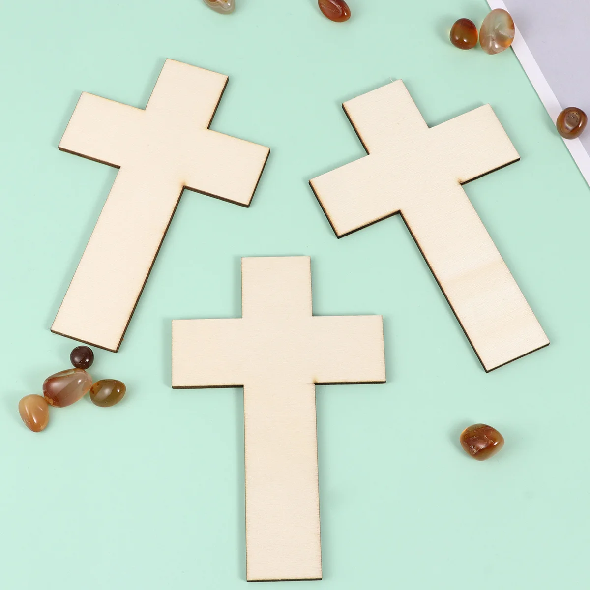 

36Pcs Cross Wooden Chips Smooth Surface DIY Craft Supplies Kids Creativity Decoration Wooden Cutouts Ornaments