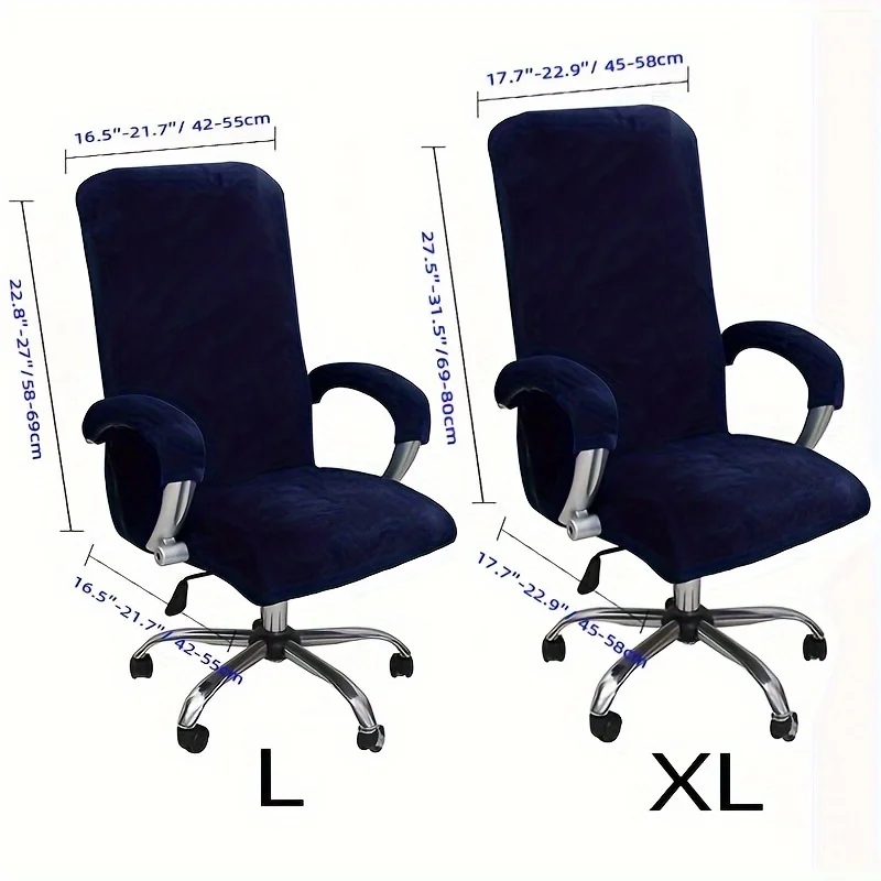 3pcs/set Velvet Plush Stretch Computer Office Chair Cover With Armrest Cover, Solid Color Spandex Armchair Slipcover, Removable