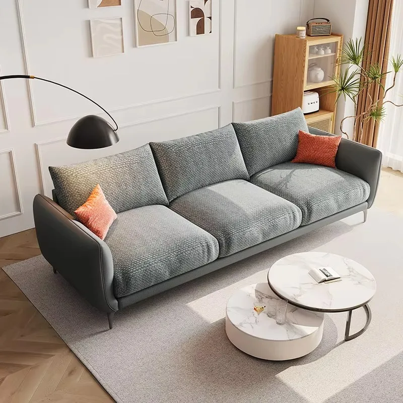 Hot Sale Cheap Suede Fabric Corner Sofas for Home Apartment Hotel Living Room Couch Sofa Modern Three Seater Sofa