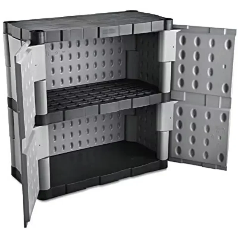 

BestsellerHigh quality Freestanding Storage Cabinet with Doors 18"D x 36"W x 37"H Medium Gray/Black Two-Shelf Lockable Cabinet